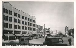 Street Scene with Shops and Cars Postcard