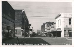 Street Scene with Businesses and Cars Postcard