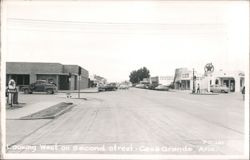 Looking West on Second Street, Mobiloil, Sprouse-Reitz, Texaco Postcard