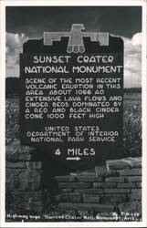 Sunset Crater National Monument Highway Sign, Arizona Postcard