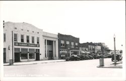 Downtown Street Scene with Fairhope Pharmacy and Vintage Cars Postcard