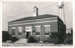 U.S. Post Office building with cupola and water tower Postcard