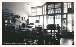 Interior-Barr's Drug Store Postcard