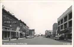 Byron Cafe and Main Street Scene Postcard