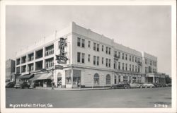 Myon Hotel and Street Scene with Parked Cars Postcard