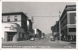 Second Street Looking West, Peoples National Bank, Pulaski Postcard