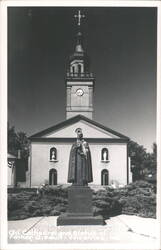 Old Cathedral and Statue of Father Gibault Postcard