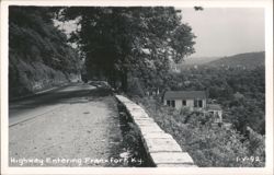 Highway Entering Frankfort, KY - Road with Stone Wall & City View Postcard