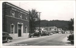 Bank of Ringgold and Street Scene with Vintage Cars Postcard