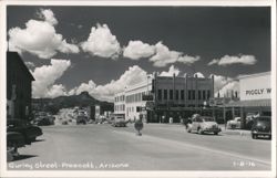 Gurley Street with Piggly Wiggly, Rohrer-Bloom Drugs, and cars Postcard