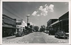 Downtown Milton Street Scene with Parked Cars and Shops Postcard