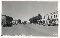 Street Scene with Apache Chief Hotel and Mercantile Co. Postcard