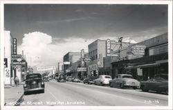 Second Street, Winslow, AZ - Main Street Businesses & Cars Postcard