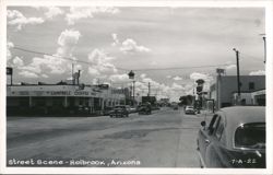 Holbrook Main Street with Campbell Coffee House, Route 66 Sign Postcard