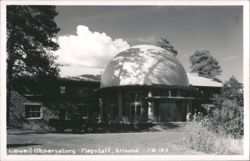 Lowell Observatory Building with Dome, Pine Trees, and Vintage Truck Postcard