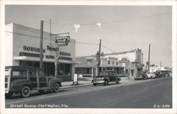 Street Scene with Roberts Rexall Drugs, Bus Station Grill, Fort Walton Postcard