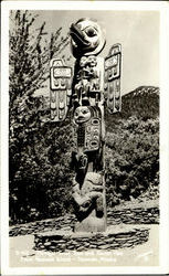 Thlinget Tribe Sun And Raven Pole Saxman, AK Postcard Postcard