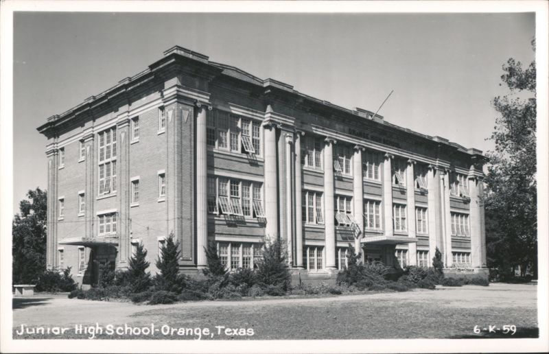Junior High School Building with Columns and Large Windows Orange Texas