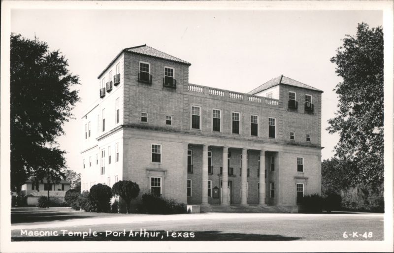 Masonic Temple Building with Columned Entrance Port Arthur Texas