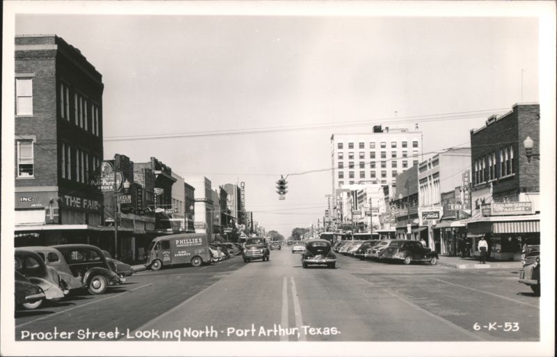 Procter Street Looking North, Downtown Business District Port Arthur Texas