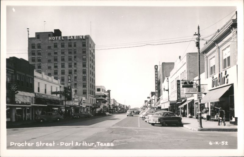 Procter Street with Hotel Sabine and Bluestein's, Port Arthur Texas