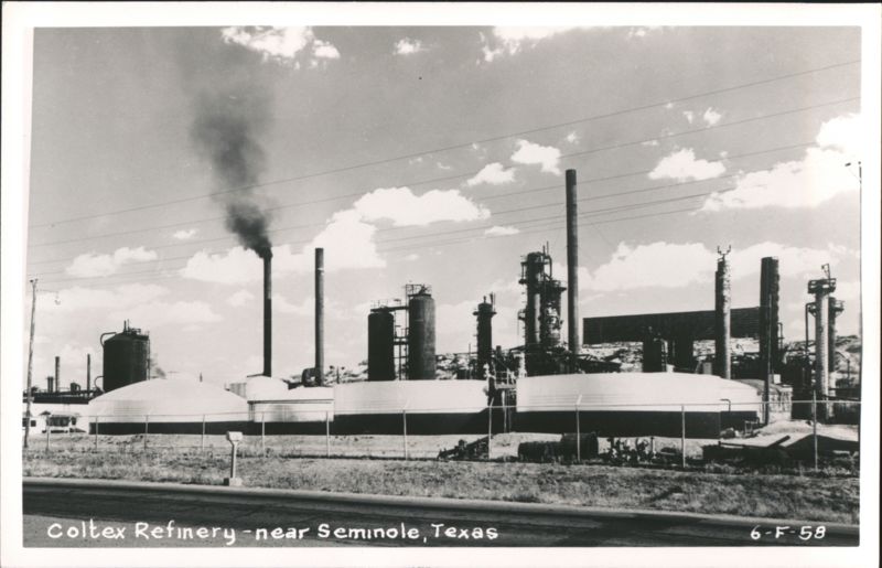 Coltex Refinery near Seminole with smoke from stacks Texas