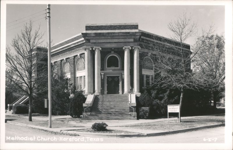 Methodist Church with Columns and Steps, Hereford Texas
