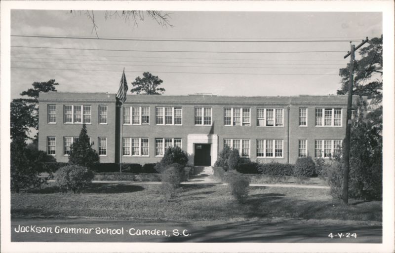 Jackson Grammar School Building with American Flag Camden South Carolina