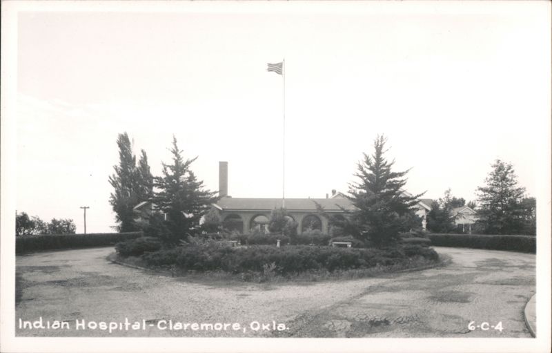 Indian Hospital Building with Flagpole Claremore Oklahoma