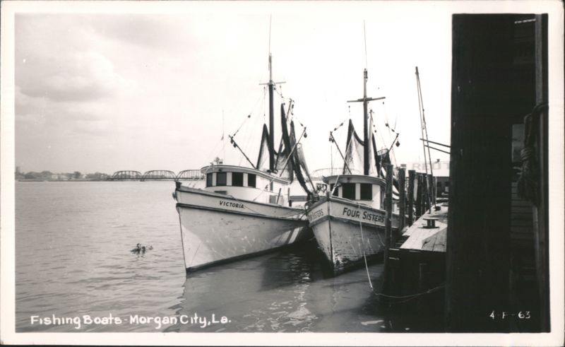 Fishing Boats Victoria and Four Sisters at Dock Morgan City Louisiana