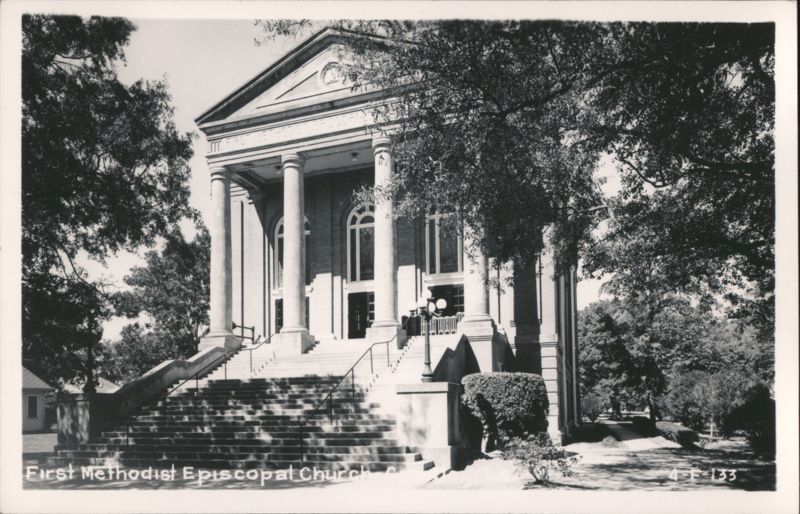 First Methodist Episcopal Church with Grand Steps and Columns Crowley Louisiana