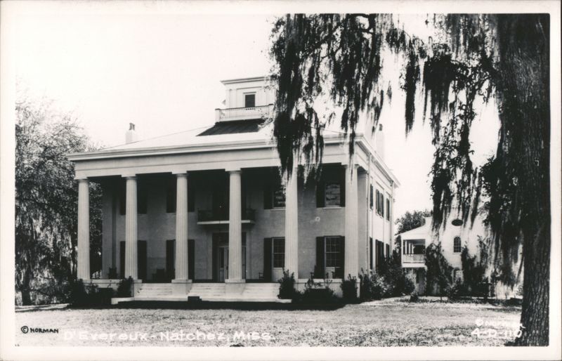 D'Evereux Mansion with Columns and Spanish Moss Natchez Mississippi