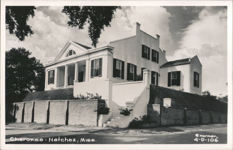 Cherokee Plantation House with brick wall and steps, Natchez Mississippi