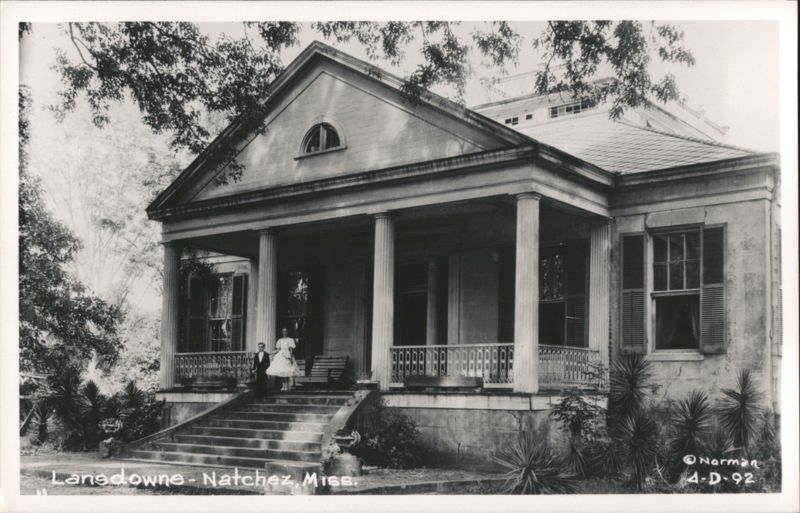 Lansdowne House with People on Porch, Natchez Mississippi