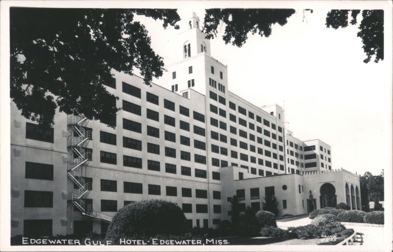 Edgewater Gulf Hotel with trees Biloxi Mississippi