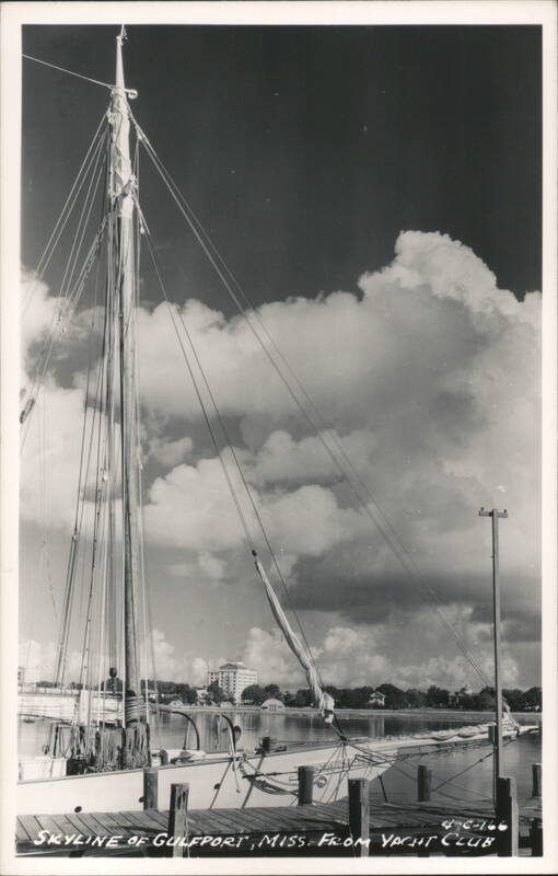 Gulfport Mississippi Skyline from Yacht Club with Sailboat
