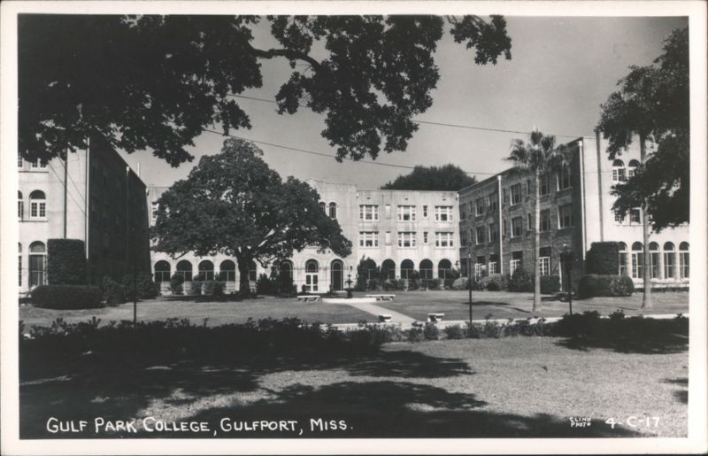 Gulf Park College Campus View with Large Trees and Buildings Gulfport Mississippi