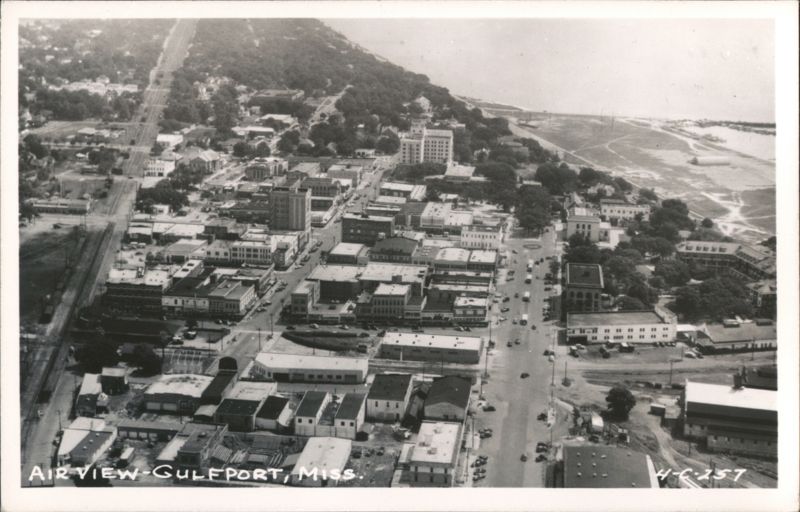 Aerial View of Gulfport Waterfront and Cityscape Mississippi