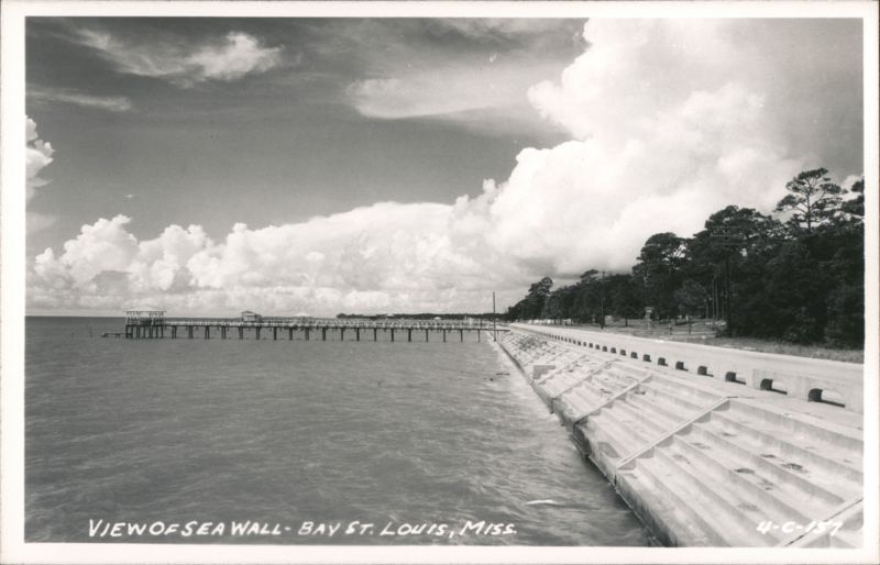View of Seawall and Pier Bay Saint Louis Mississippi