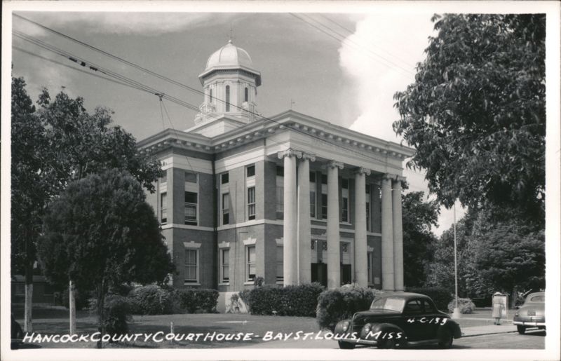 Hancock County Court House with Vintage Car, Bay St. Louis Bay Saint Louis Mississippi