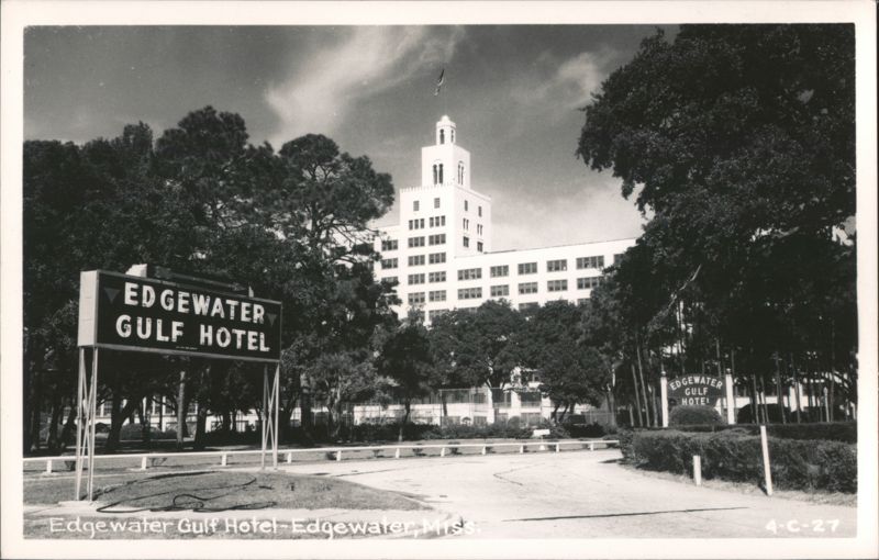Edgewater Gulf Hotel with Tower and Lush Landscaping Biloxi Mississippi
