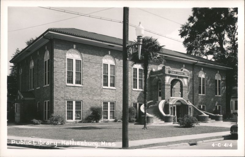 Public Library Building with Grand Arched Entrance Hattiesburg Mississippi