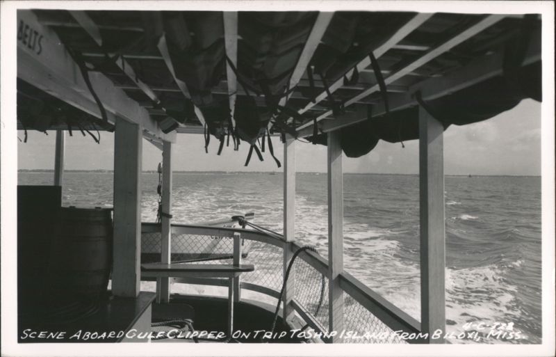Scene Aboard Gulf Clipper on Trip to Ship Island from Biloxi, Miss. Mississippi