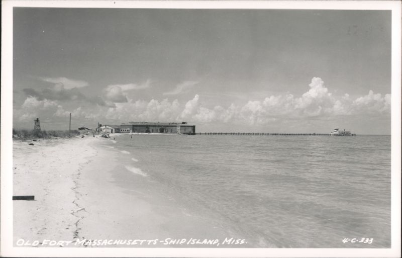 Old Fort Massachusetts, Ship Island with Pier and Beach Mississippi