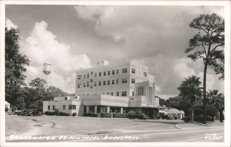 Broadwater Beach Hotel - Exterior View with Cars and Water Tower Biloxi Mississippi