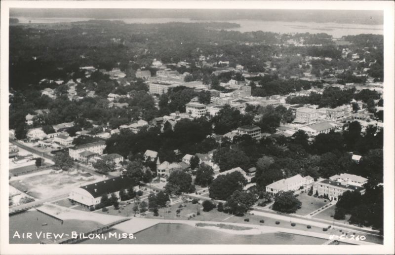 Aerial View of Biloxi Waterfront and Cityscape Mississippi