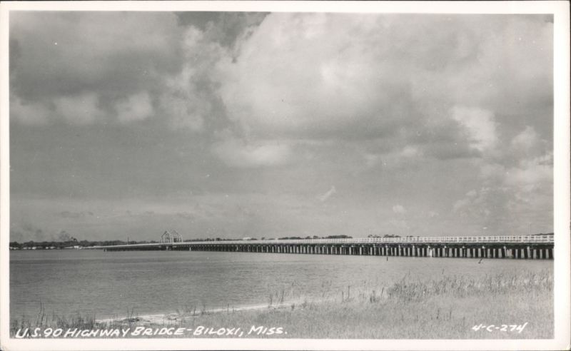 U.S. 90 Highway Bridge over water with cloudy sky Biloxi Mississippi