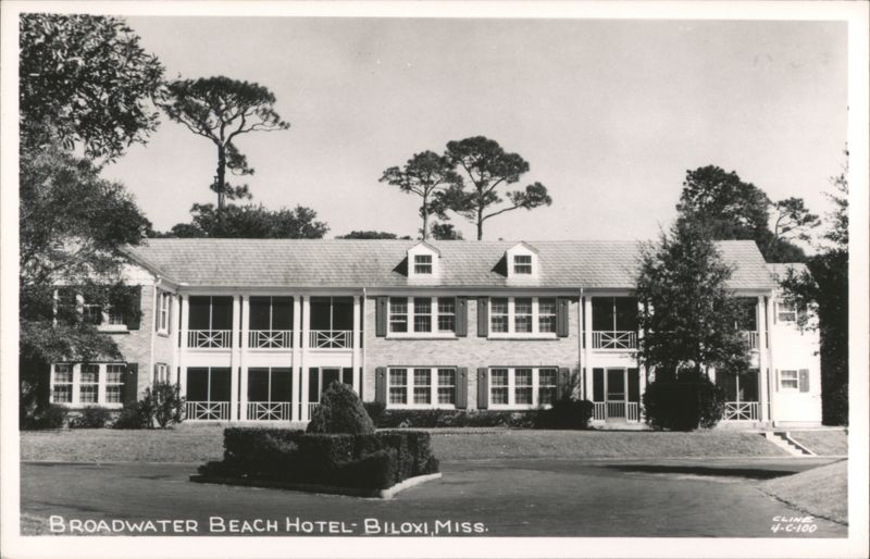 Broadwater Beach Hotel with screened porches and circular driveway Biloxi Mississippi