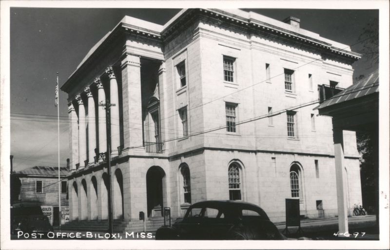 Post Office Building with Columns and Car Biloxi Mississippi
