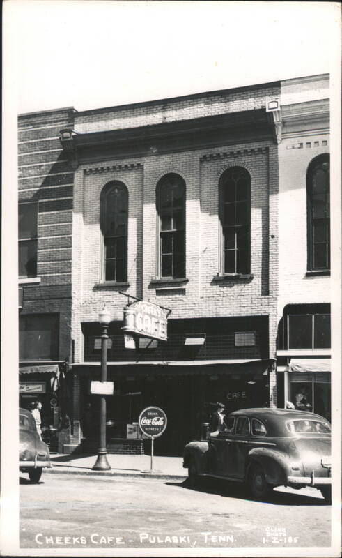 Cheeks Cafe with Coca-Cola Sign and Cars Pulaski Tennessee